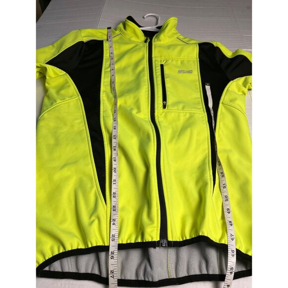 Arsuxeo Mens Cycling Jacket Neon  M windproof fleece lined reflective - Picture 10 of 11